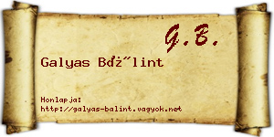 Galyas Bálint névjegykártya